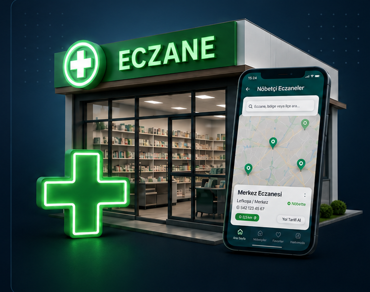 Eczane mağazası ve mobil nöbetçi eczane uygulaması görseli